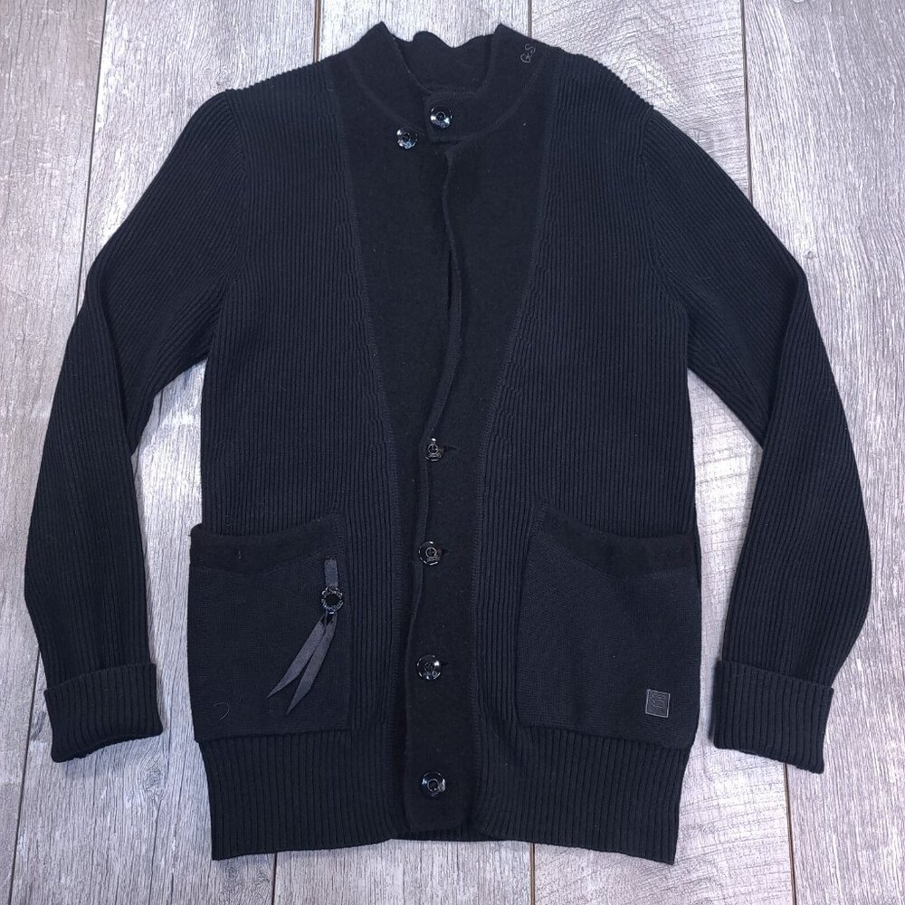 G-Star Raw Mens Small Black Skill Blazer Knit Button Cardigan Sweater Jacket